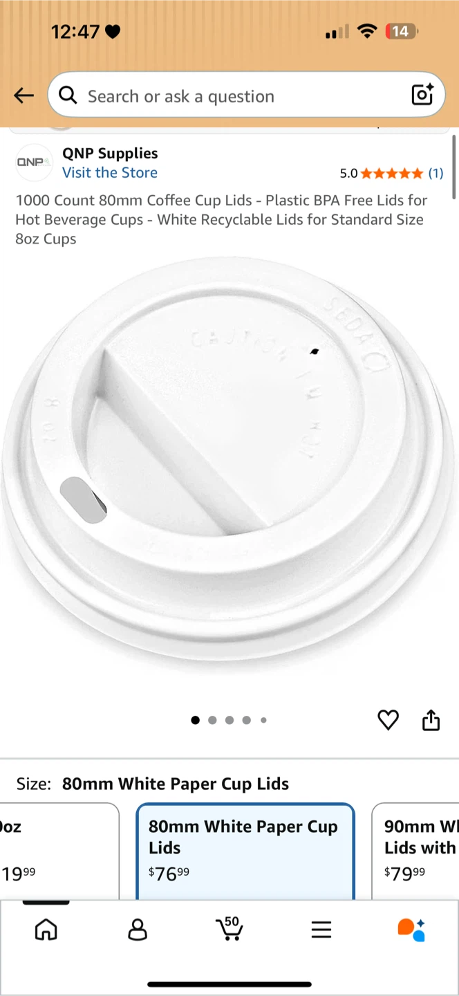 QNP Supplies 1000 Count 80mm Coffee Cup Lids