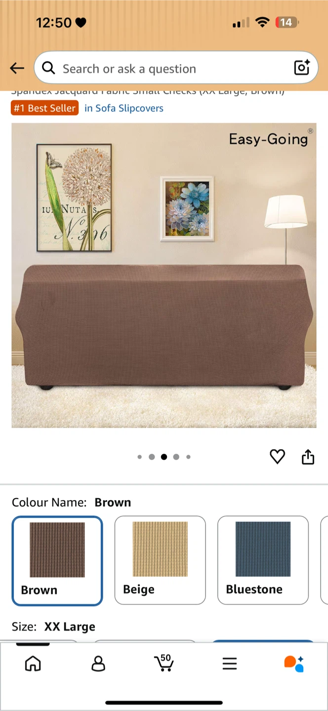 Easy-Going Stretch Sofa Slipcover Couch Cover - XX Large, Brown - photo 5