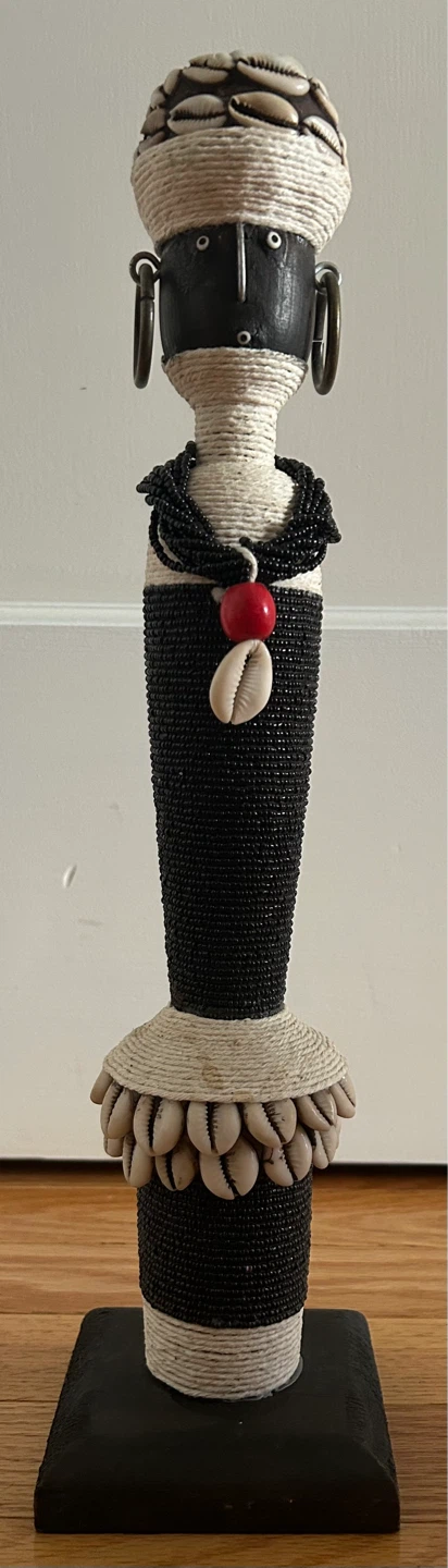 Handmade African Style Figurine with Shells and Beads - photo 2