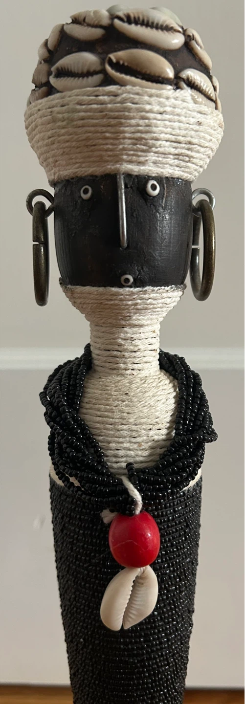 Handmade African Style Figurine with Shells and Beads - photo 3