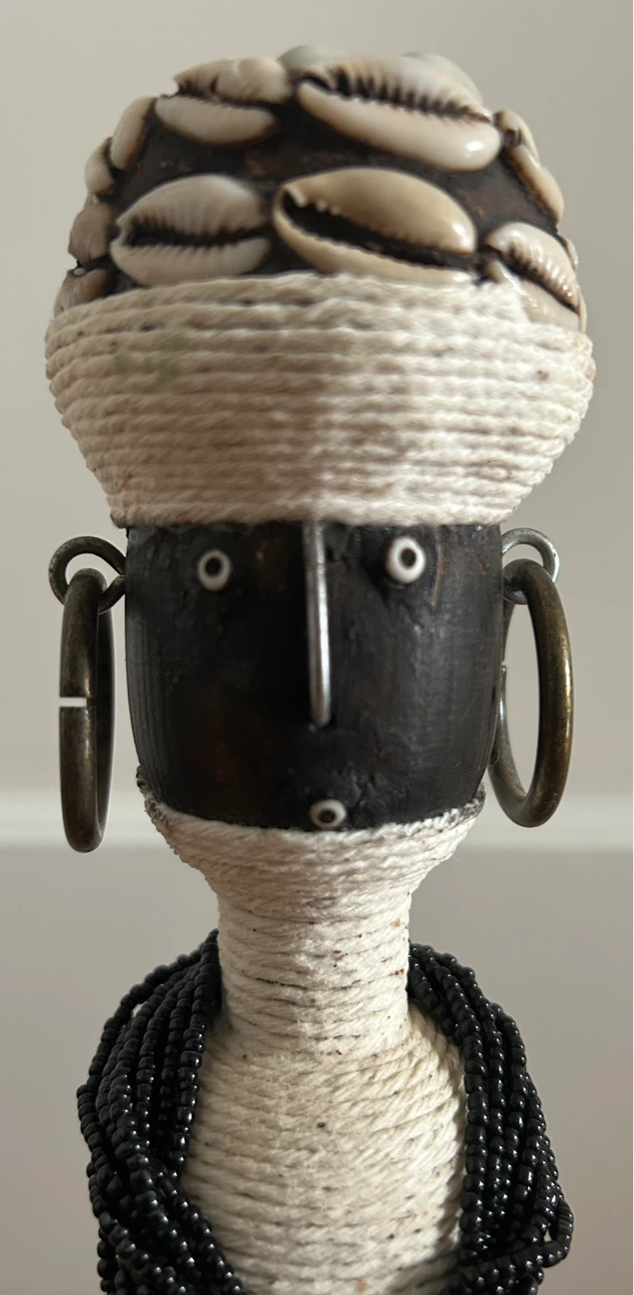 Handmade African Style Figurine with Shells and Beads - photo 4