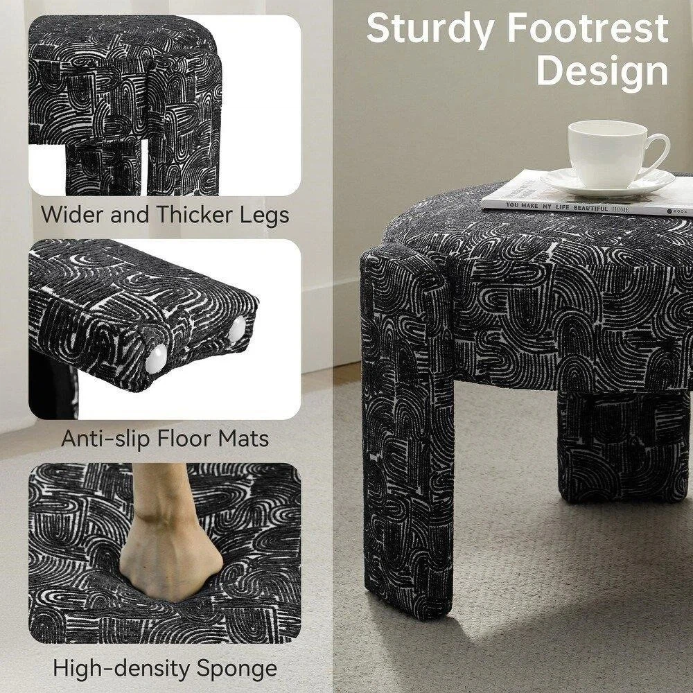 Upholstered Ottoman Stool with Unique Vintage Pattern - photo 3