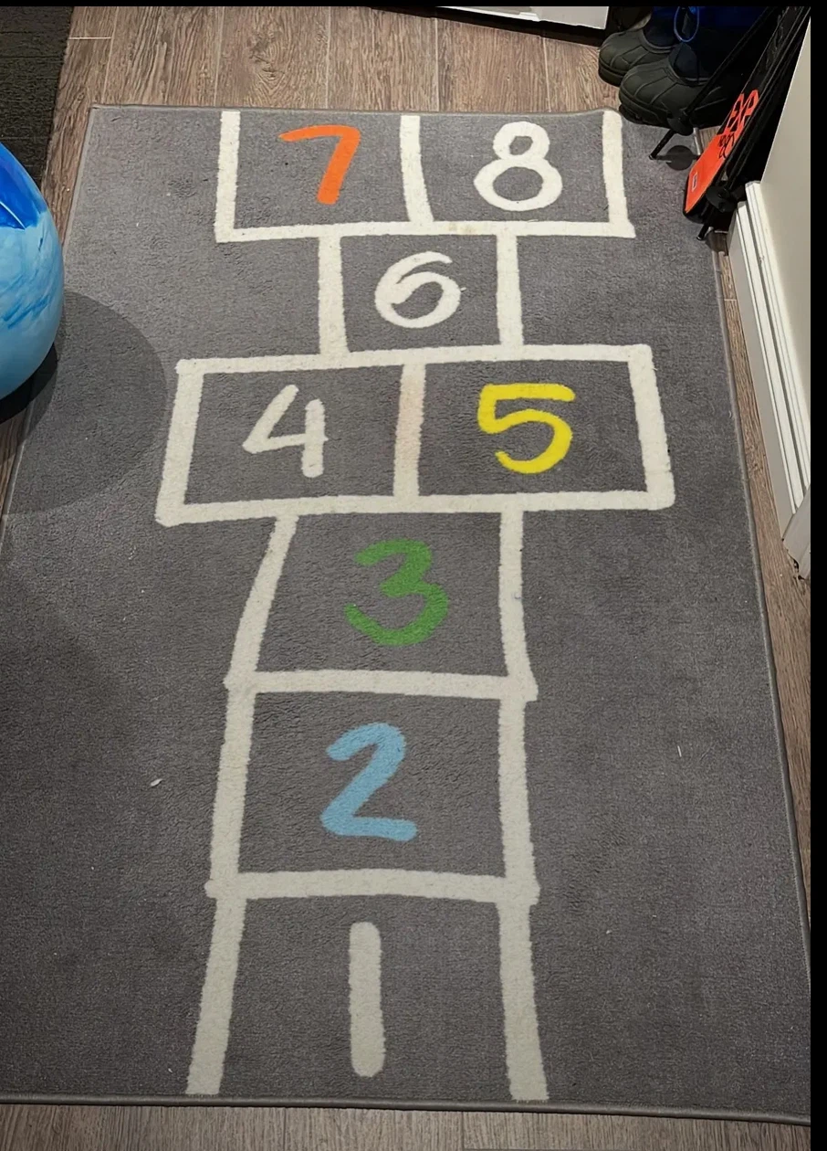 Grey Hopscotch Rug with Numbers