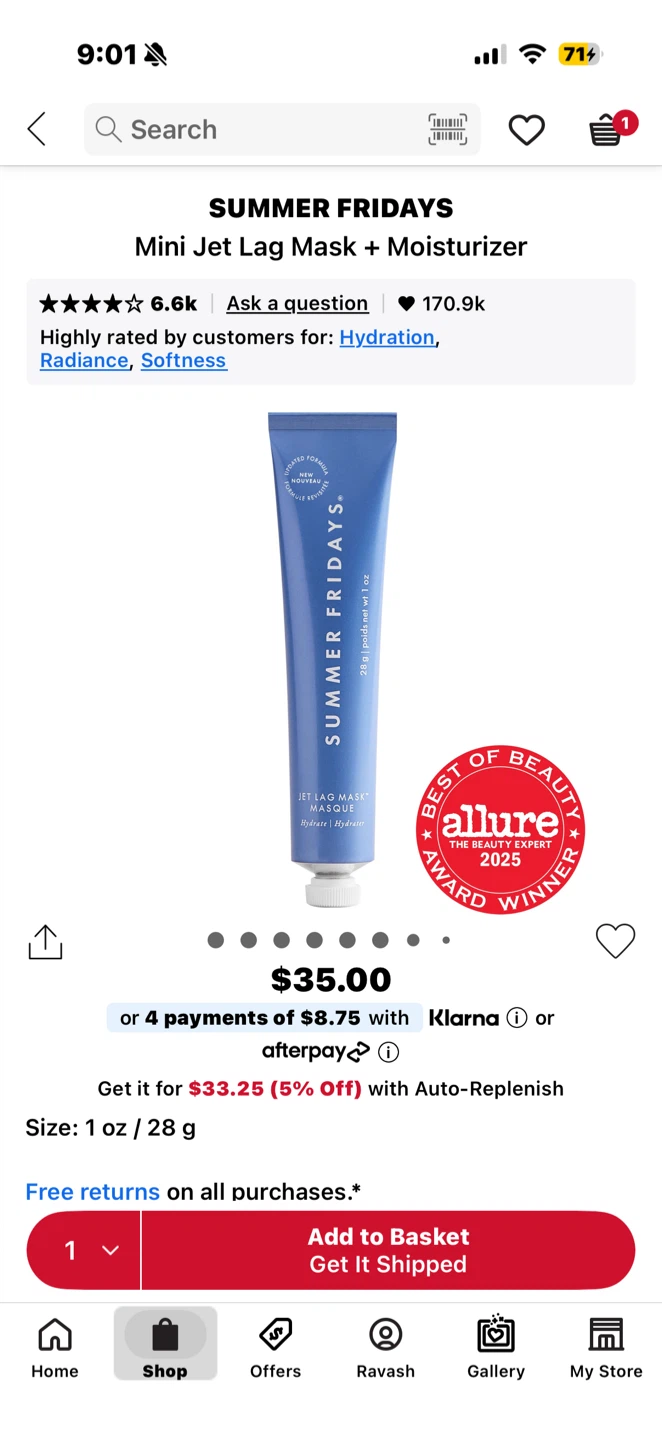 Summer Fridays Jet Lag Mask + Moisturizer