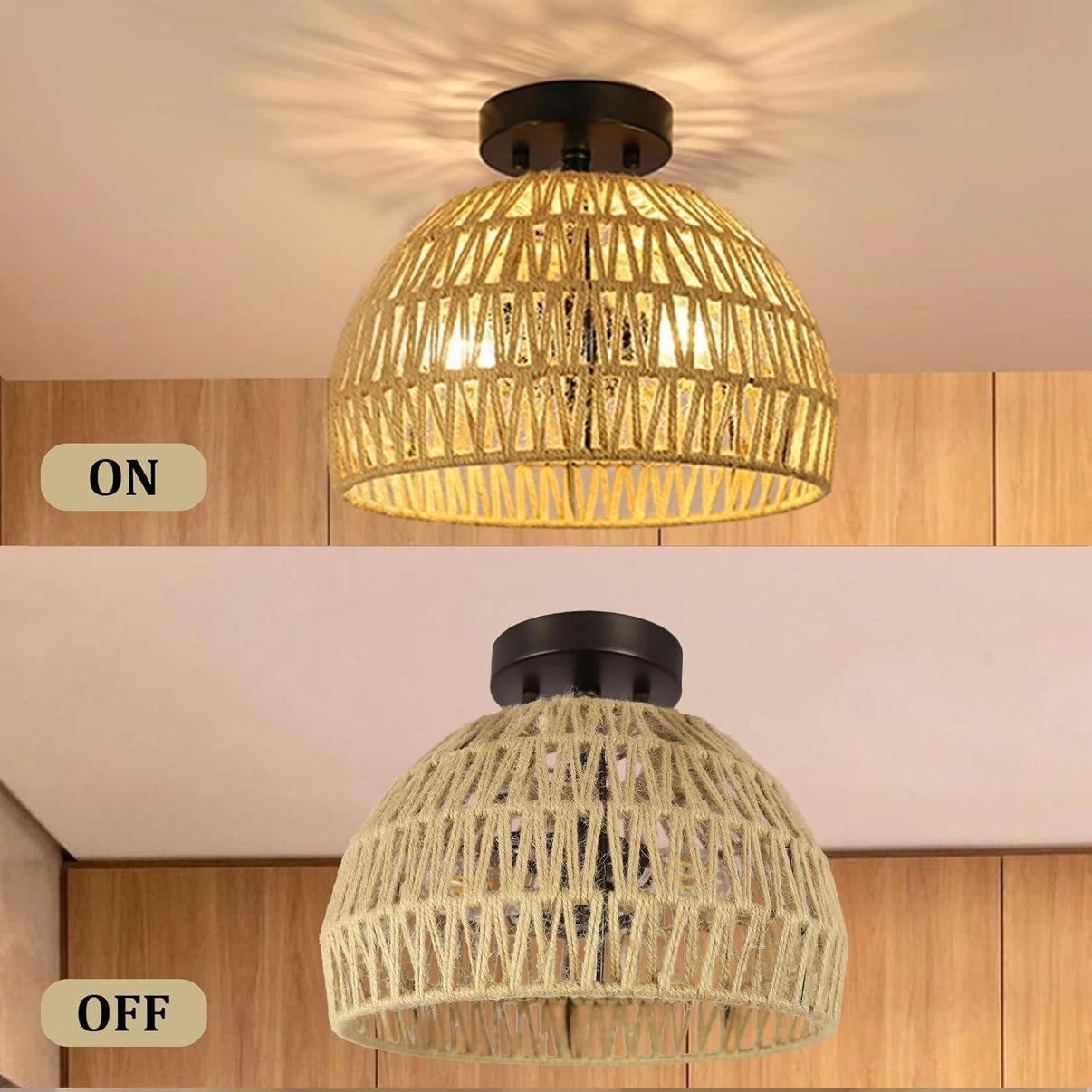 Woven Rope Flush Mount Ceiling Light Fixture - photo 3