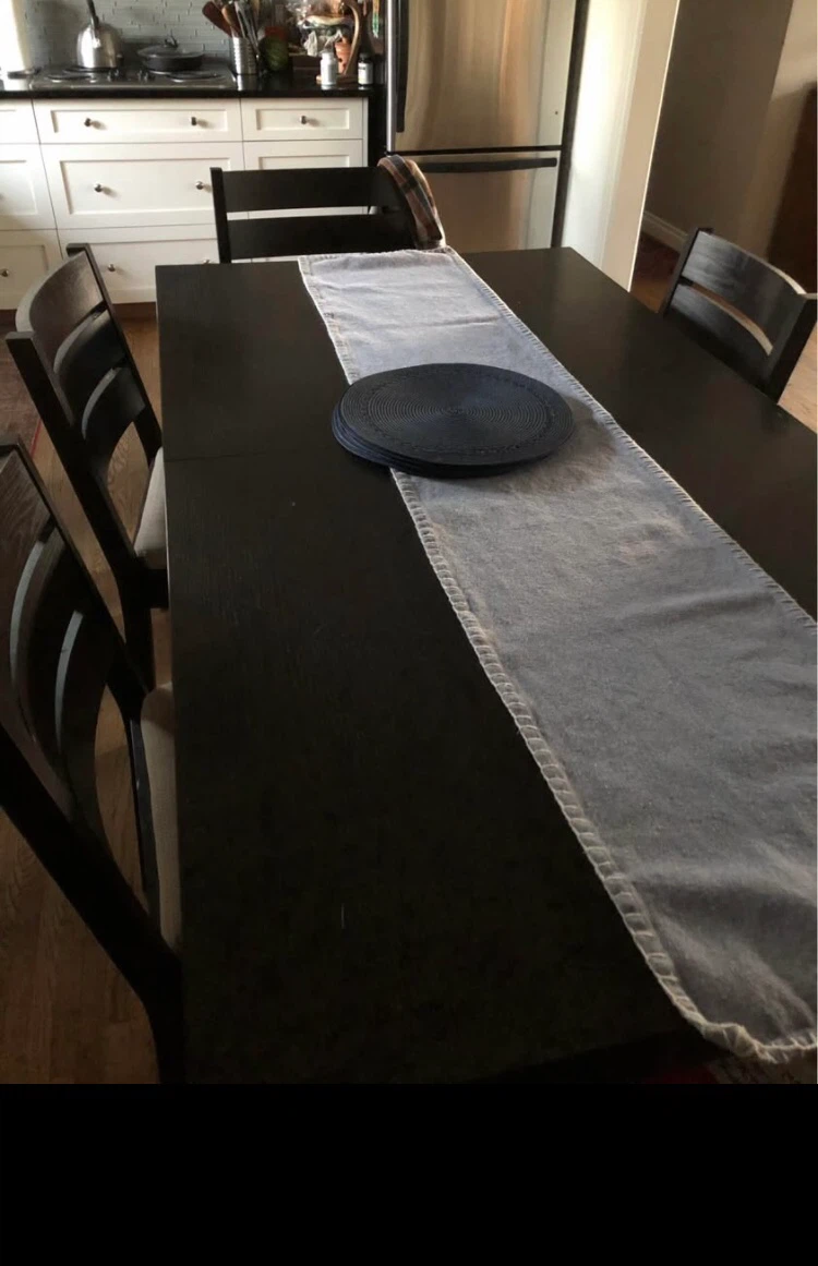 Dark Wood Dining Table and Chairs Set - photo 2