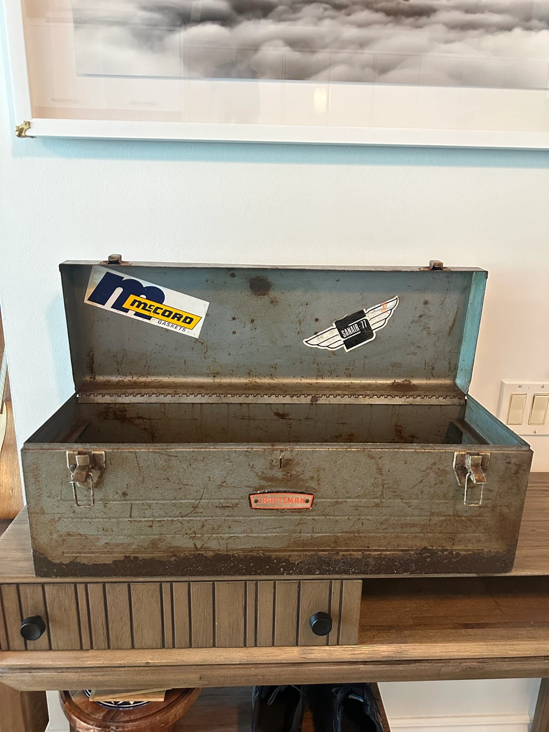 LARGE VINTAGE CRAFTSMEN STEEL TOOL KIT BOX - photo 2
