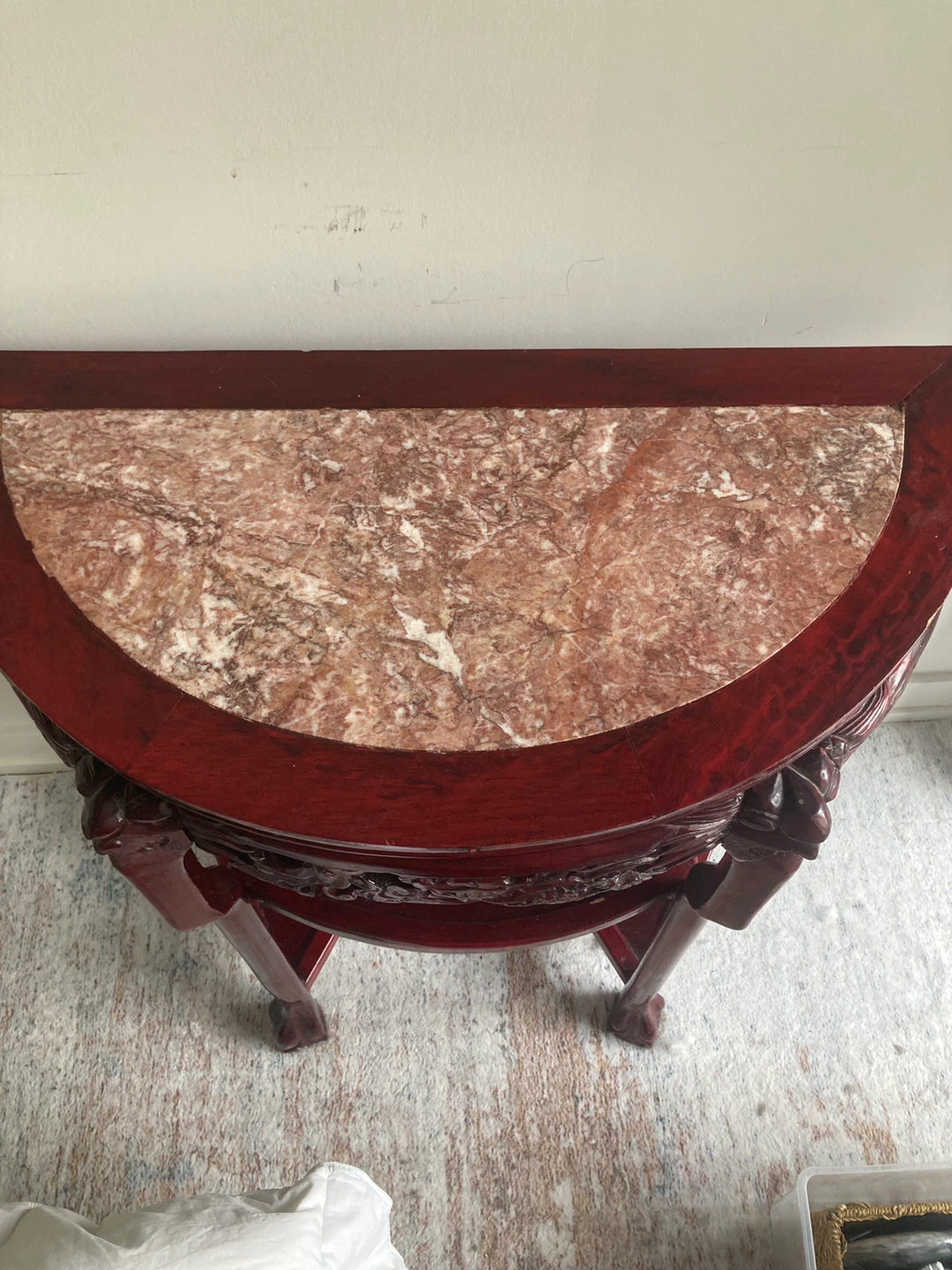 Antique Carved Console Table with Marble Top - photo 2