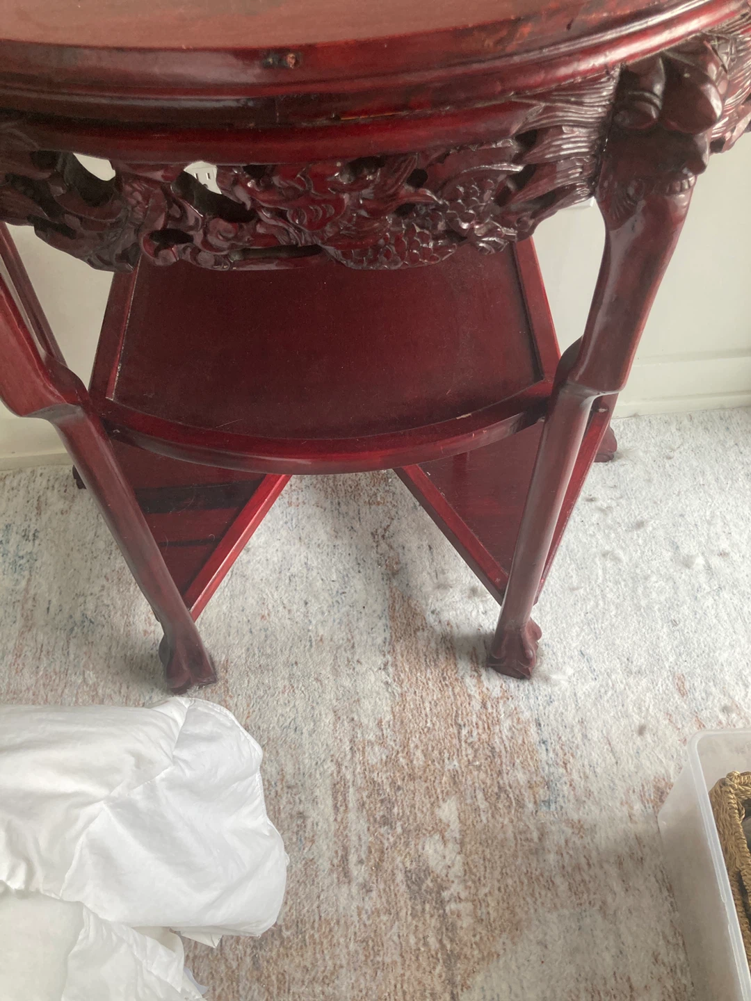 Antique Carved Console Table with Marble Top - photo 3