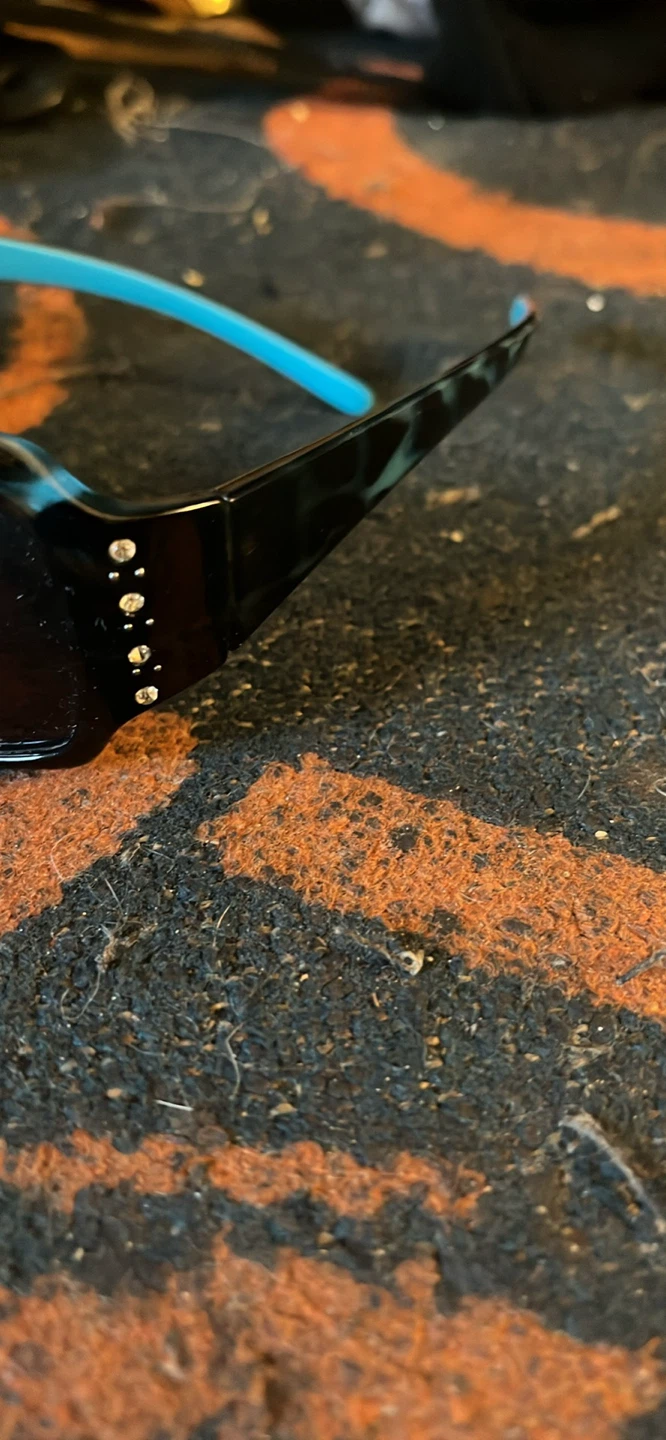 Blue & Black Tortoise Shell Sunglasses with Rhinestones