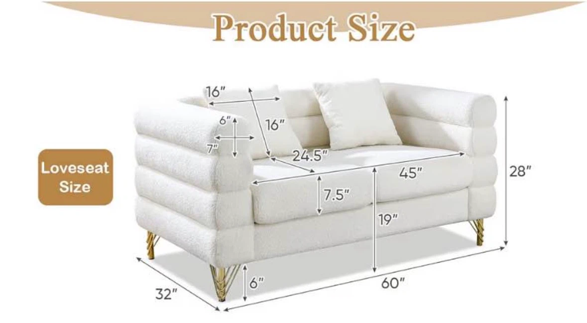60” Boucle Couch - photo 2