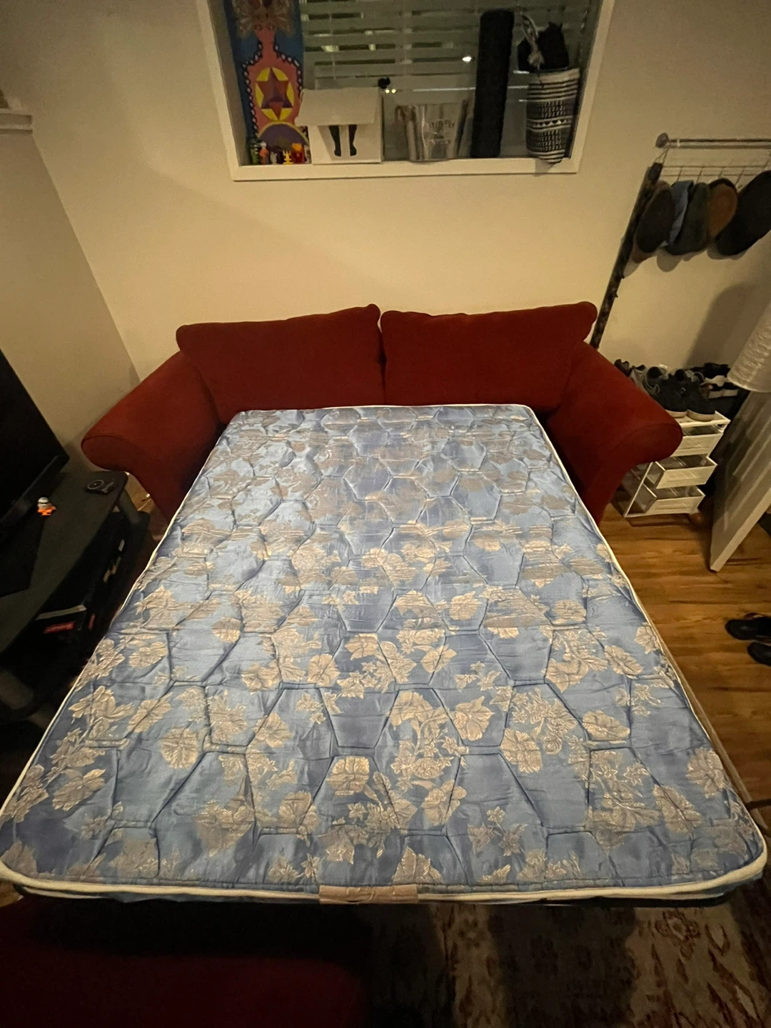 Red Sofa Bed with Mattress - photo 2