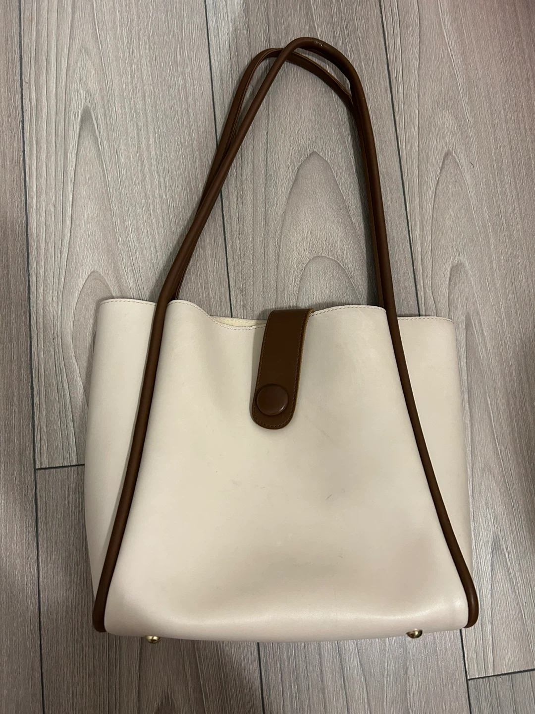 Cream and Brown Tote Bag