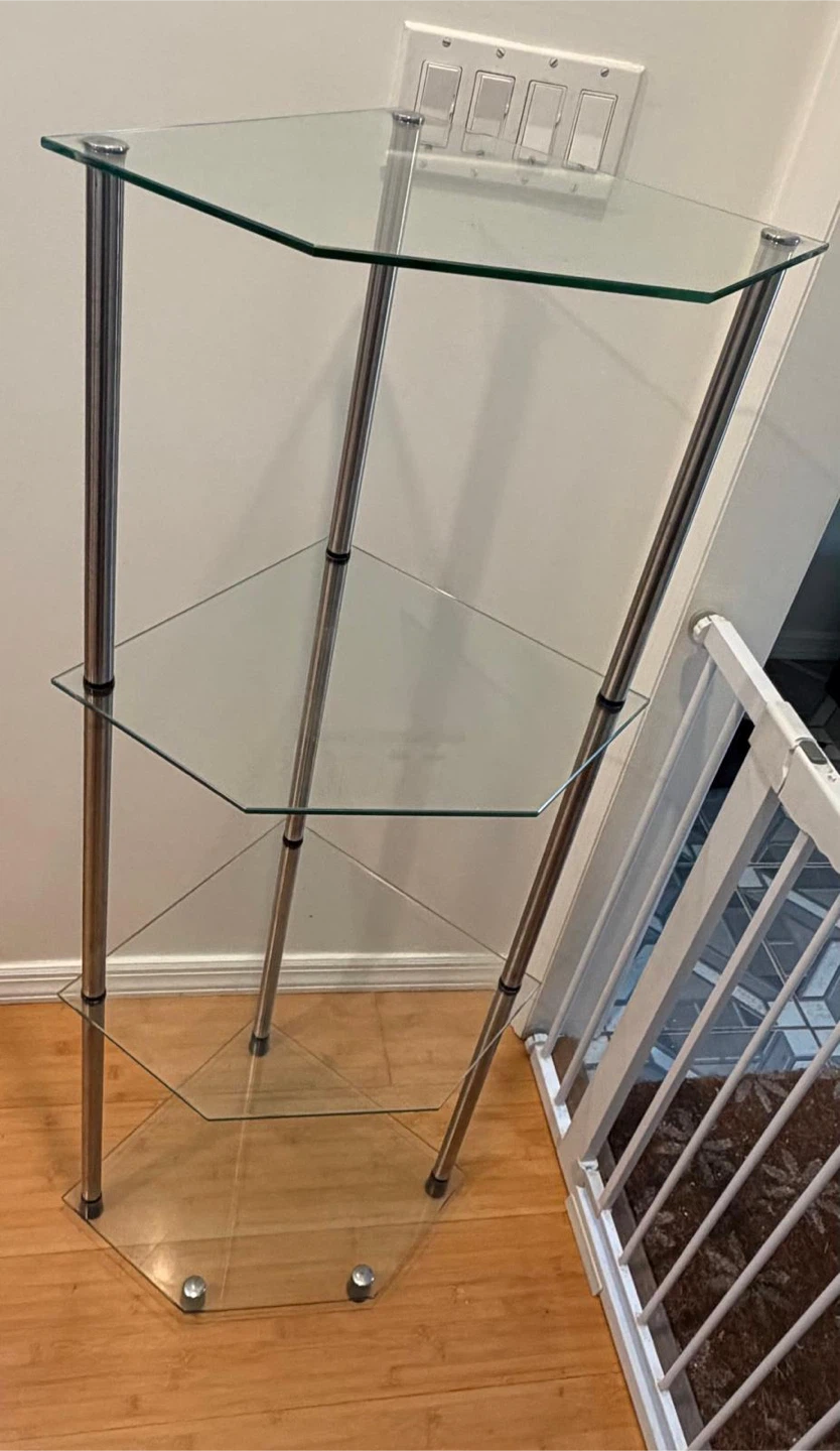 Glass Corner Shelf Unit