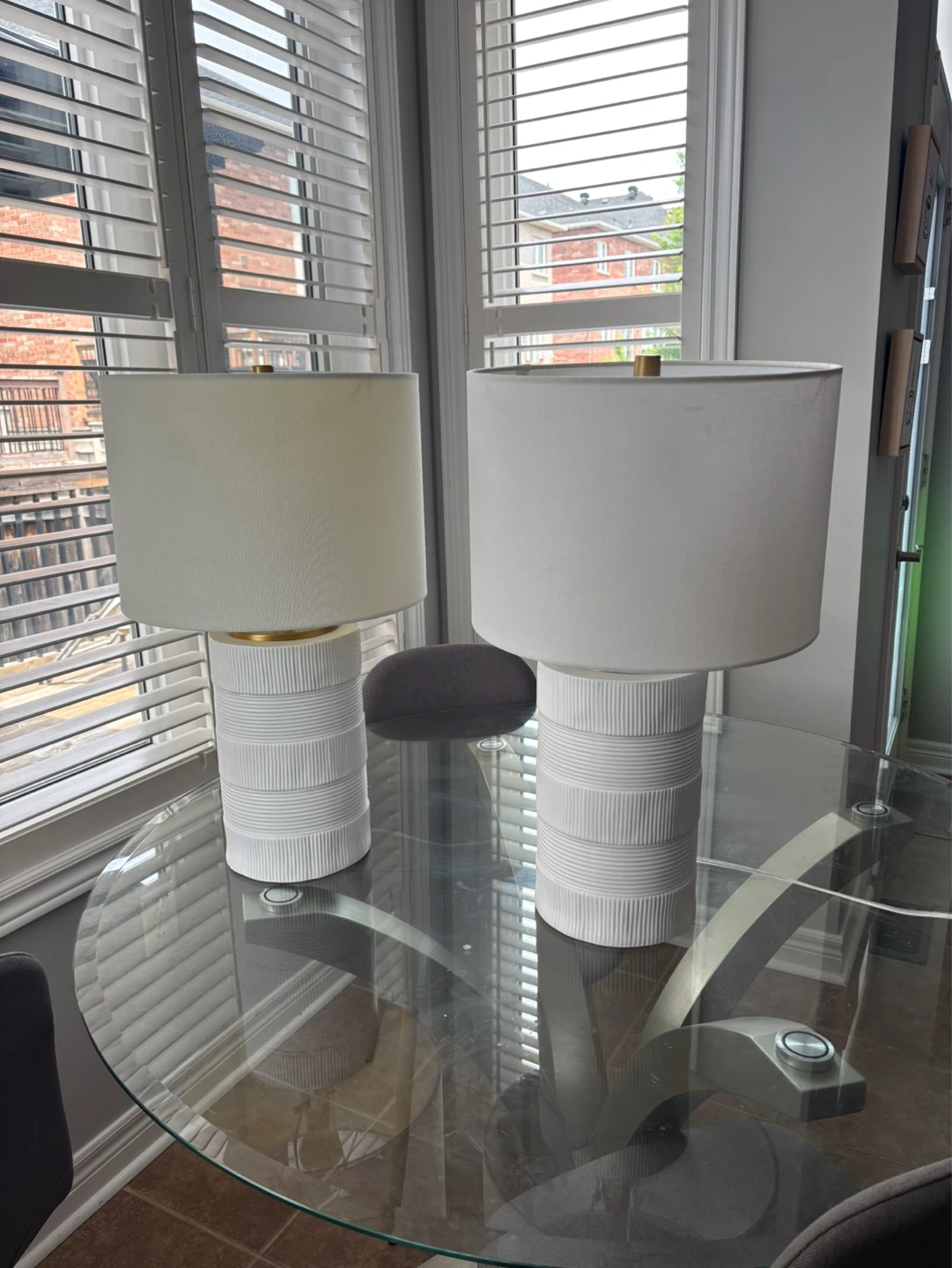 Pair of White Ceramic Table Lamps