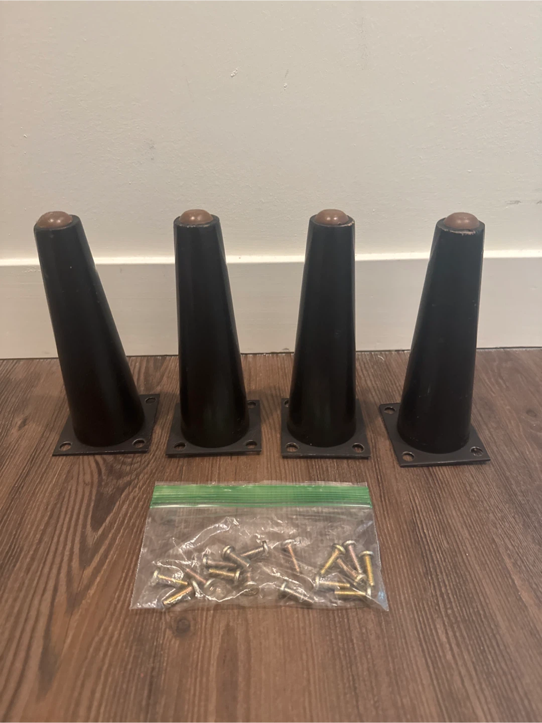 Set of 4 Black Tapered Furniture Legs with Screws