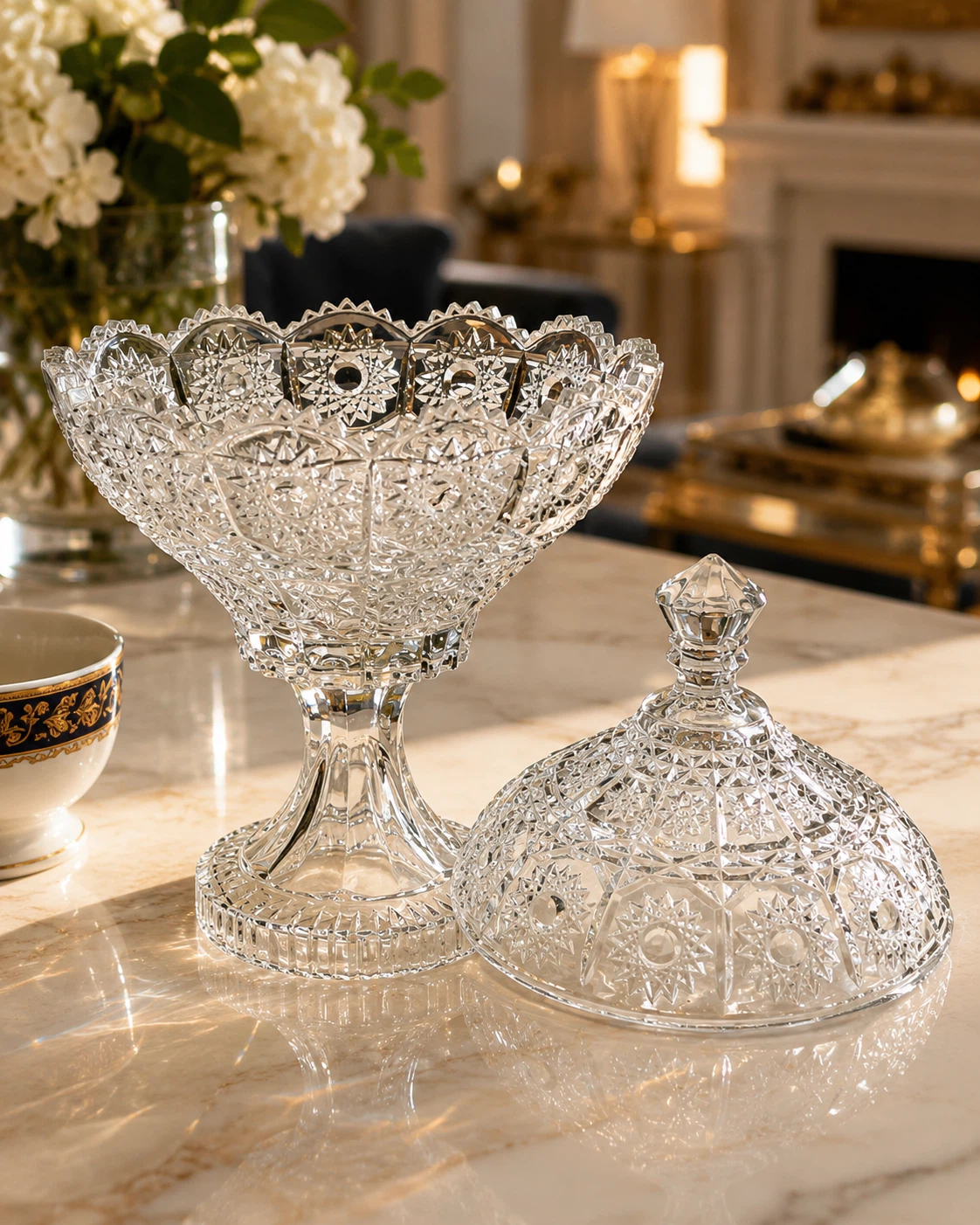 Crystal Pedestal Candy Dish with Lid - photo 2