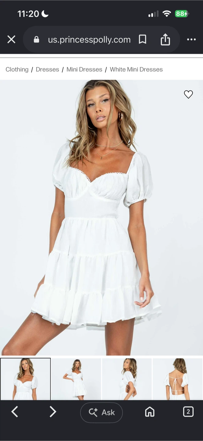 Princess Polly Danny Mini Dress - White - photo 3