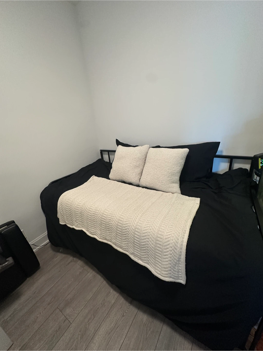Black Metal Bed Frame with USB Ports