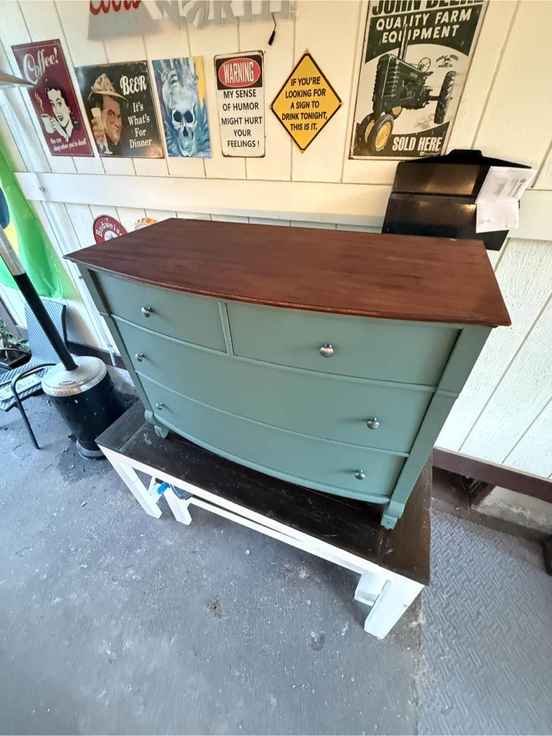 Beautifully Refinished Mid-Century Sage Green Dresser