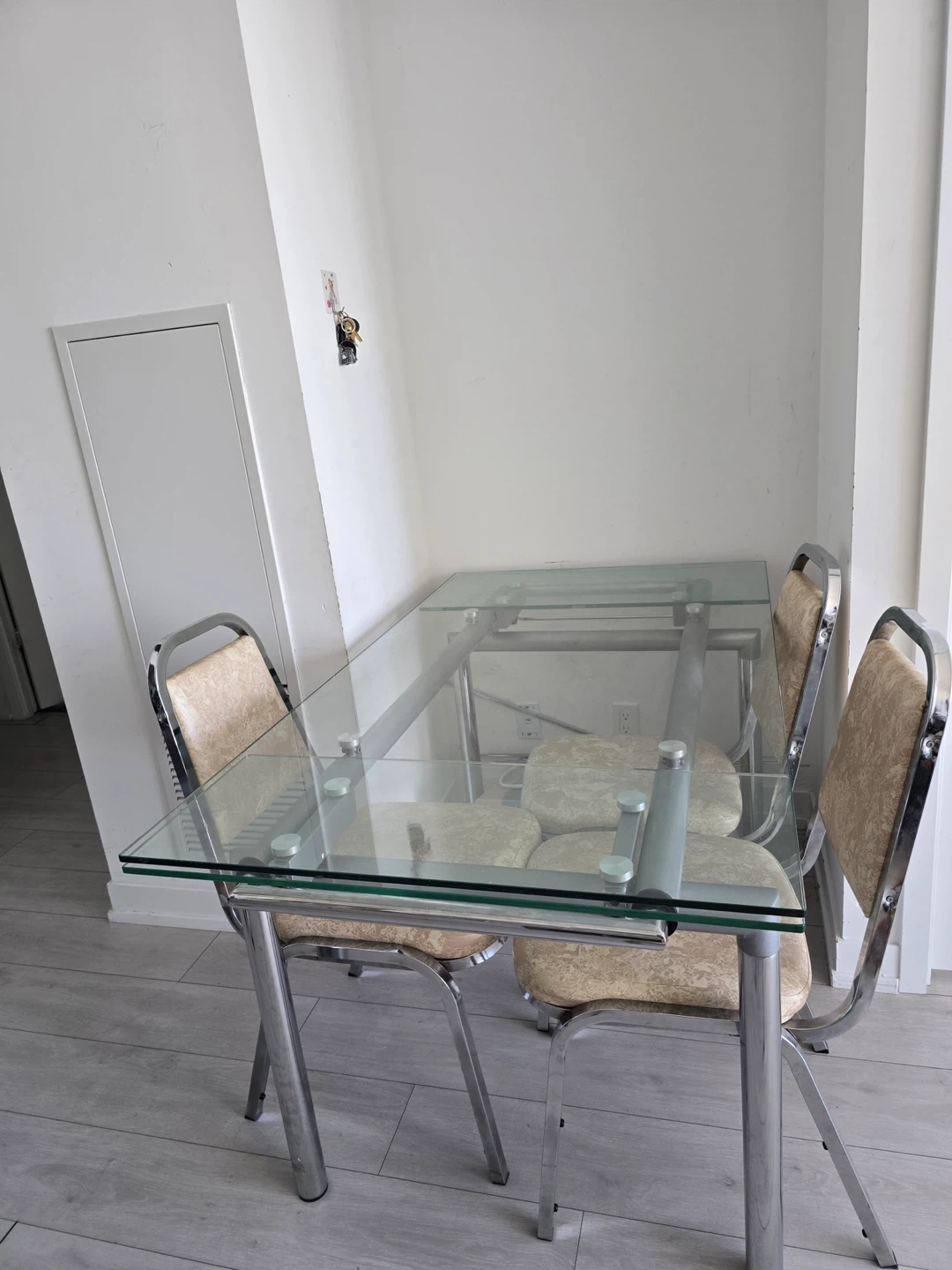 Glass Dining Table with 4 Chairs