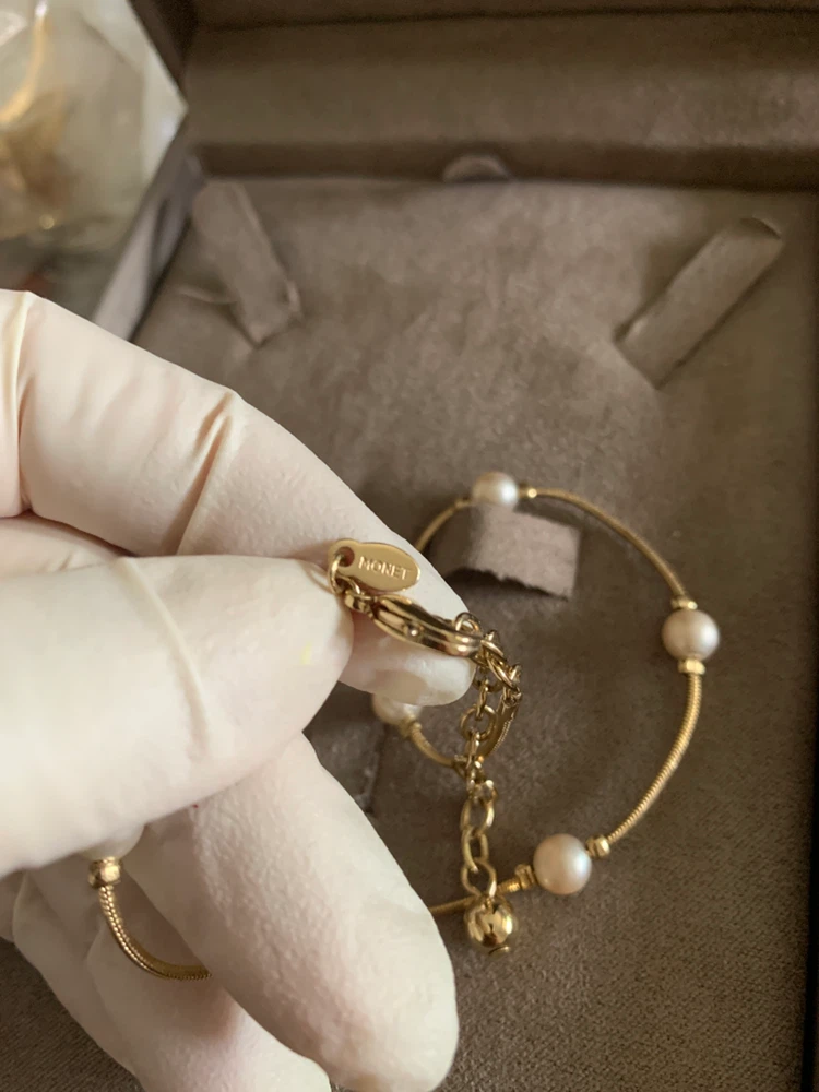 Monet Pearl and Gold-Tone Necklace - photo 2
