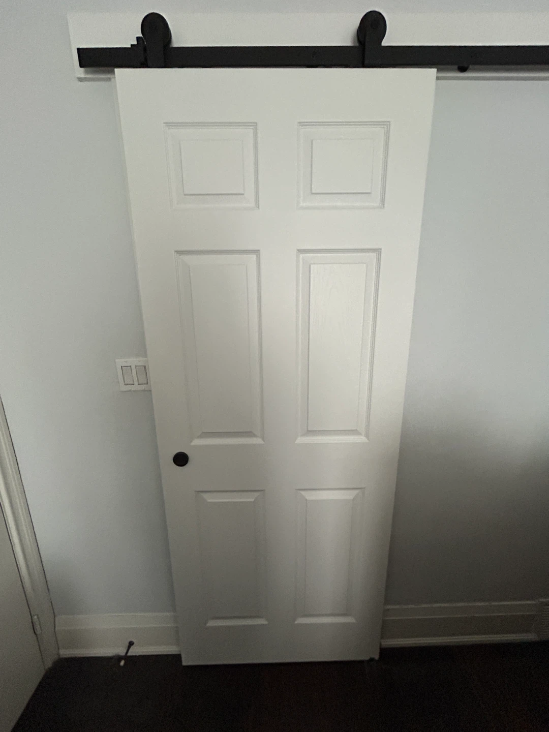 White Six-Panel Barn Door with Hardware
