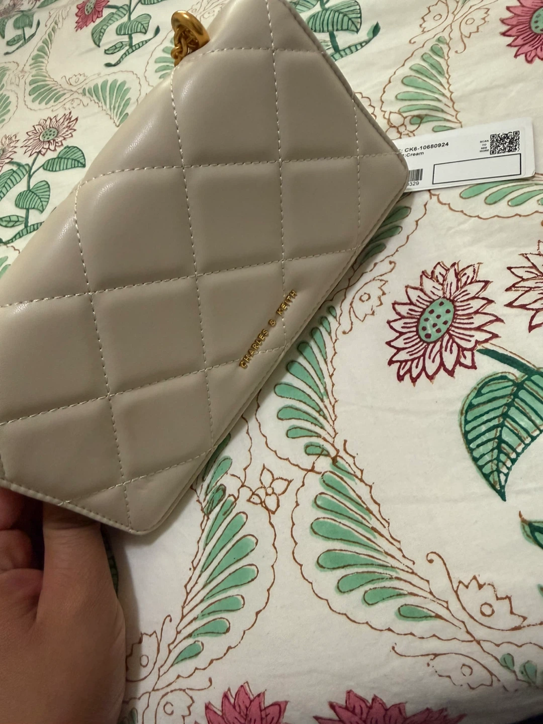 Charles & Keith Quilted Wallet Cream