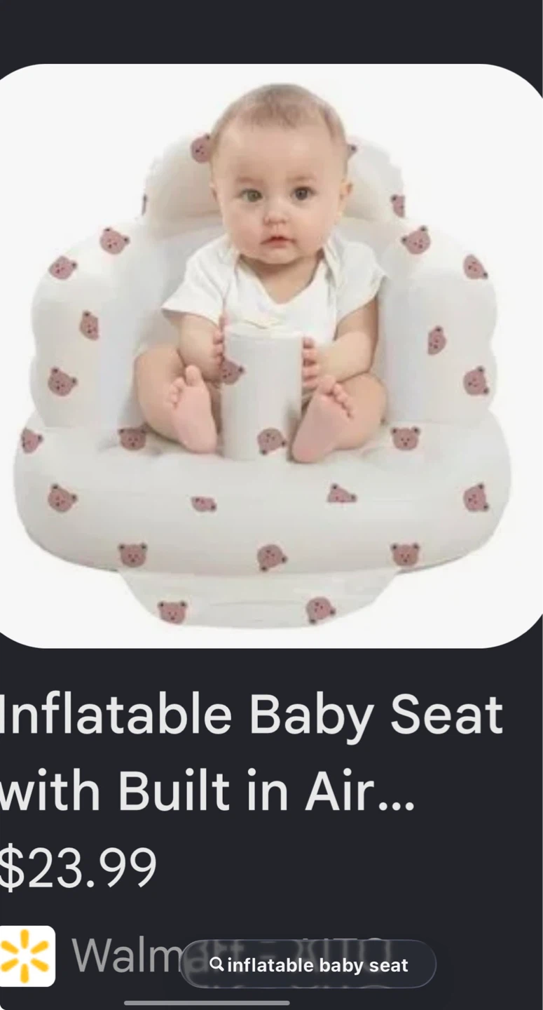 Inflatable Baby Seat with Teddy Bear Print
