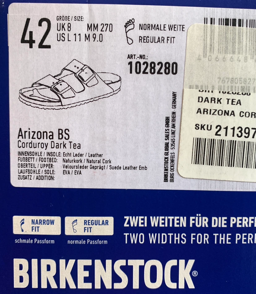 Birkenstock Arizona Sandal Size 42 Suede Leather Corduroy NEW - photo 3