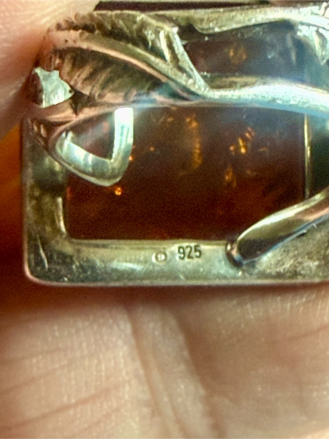 Vintage Sterling Silver Baltic Amber Rings (Honey & Rare Blue) - photo 3