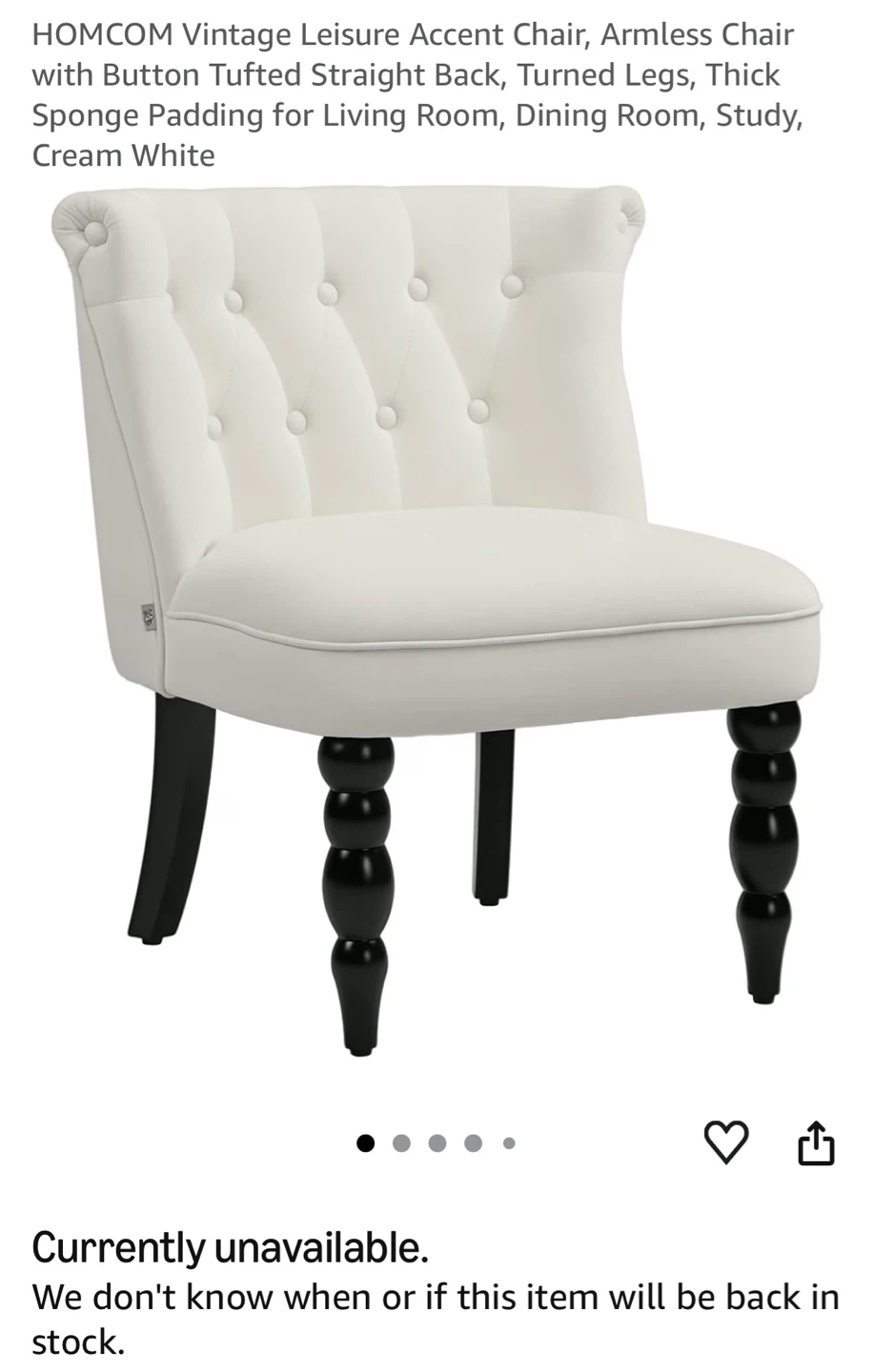 HOMCOM Cream White Accent Chair