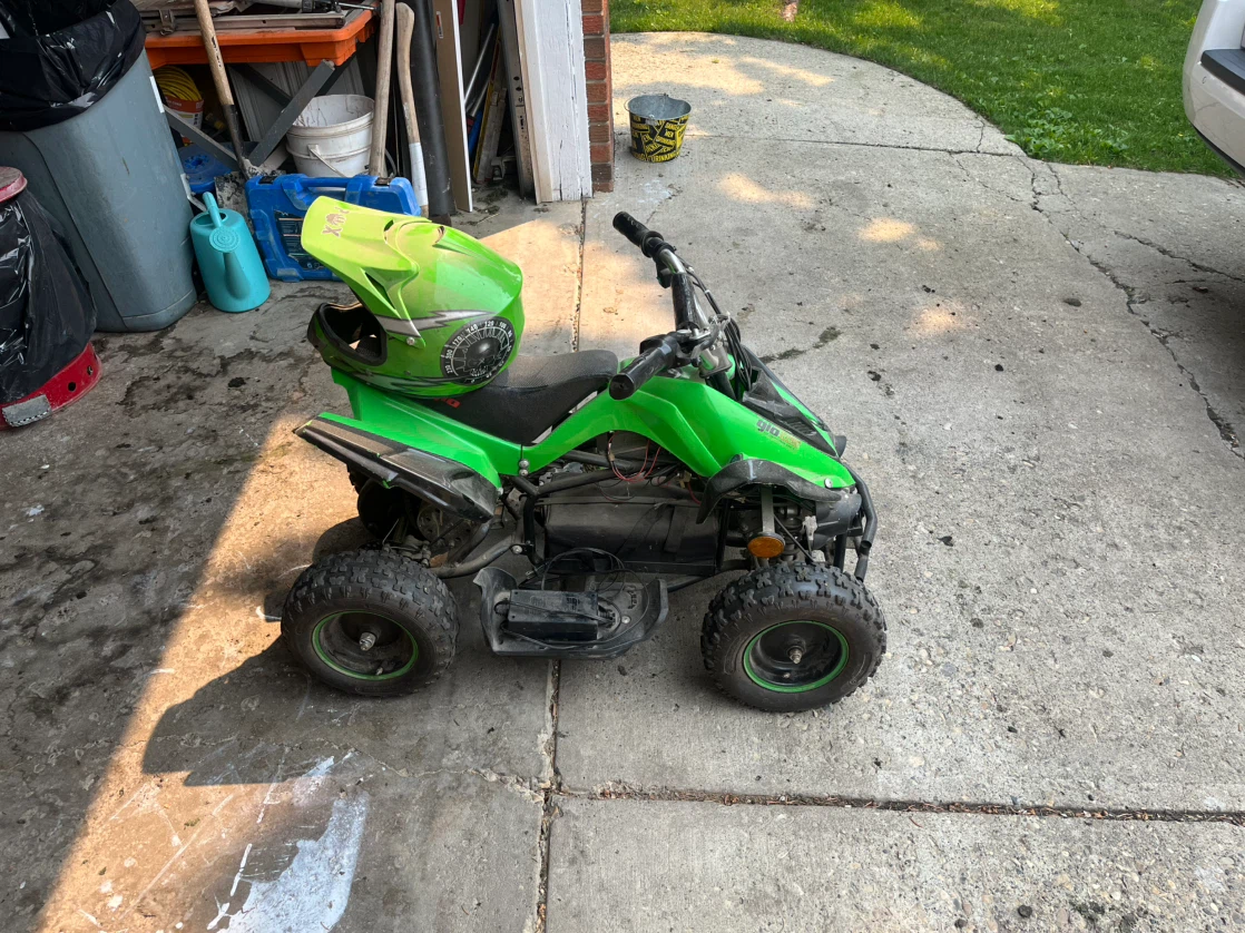 Green Kids ATV with Helmet