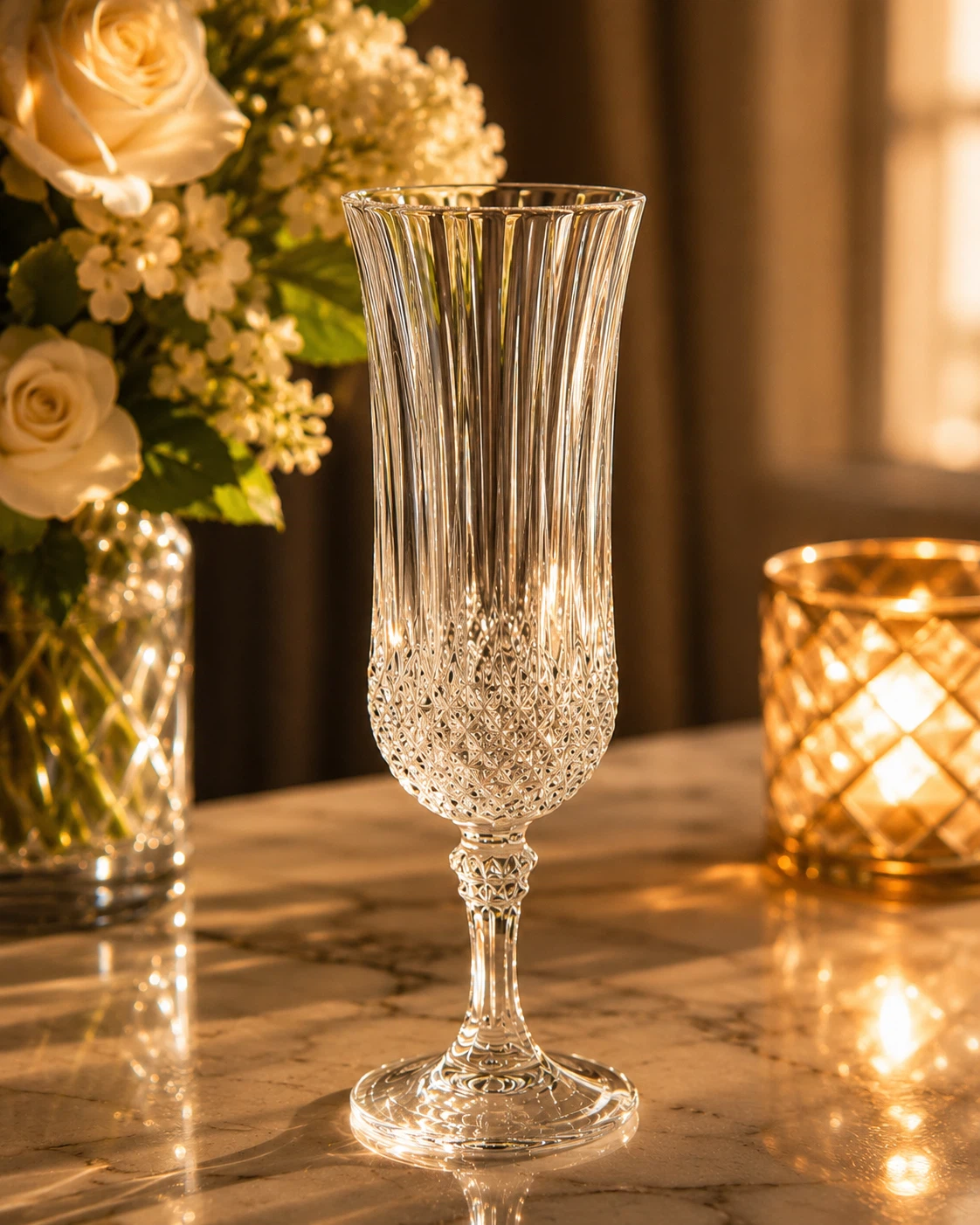 . Set of 11 Crystal Champagne Flutes