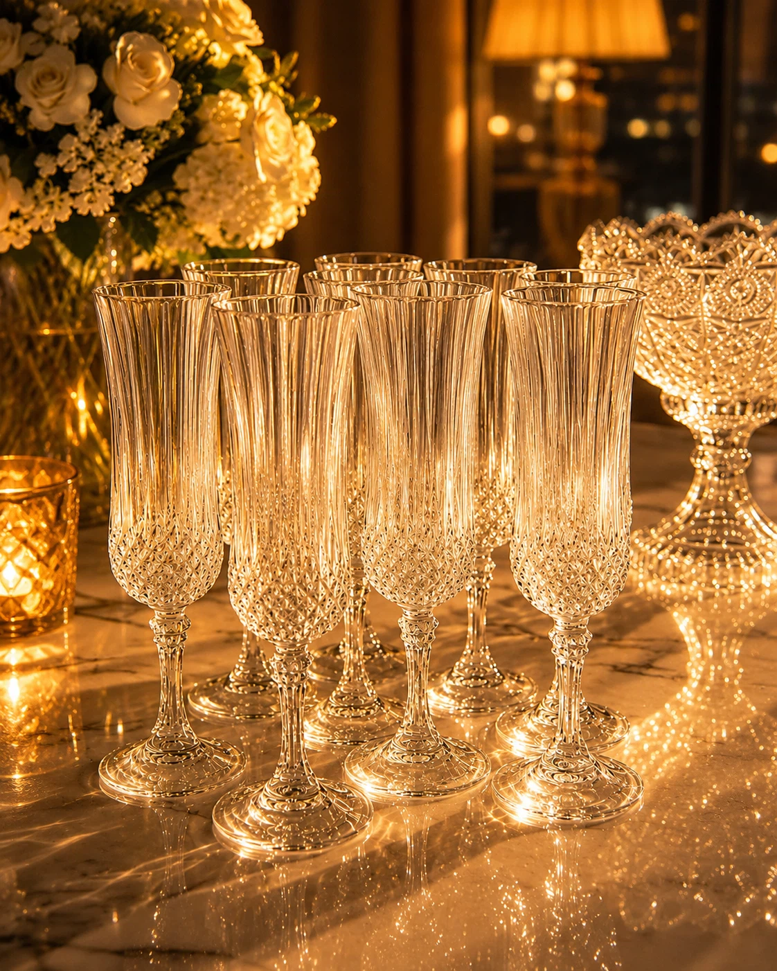 . Set of 11 Crystal Champagne Flutes - photo 2