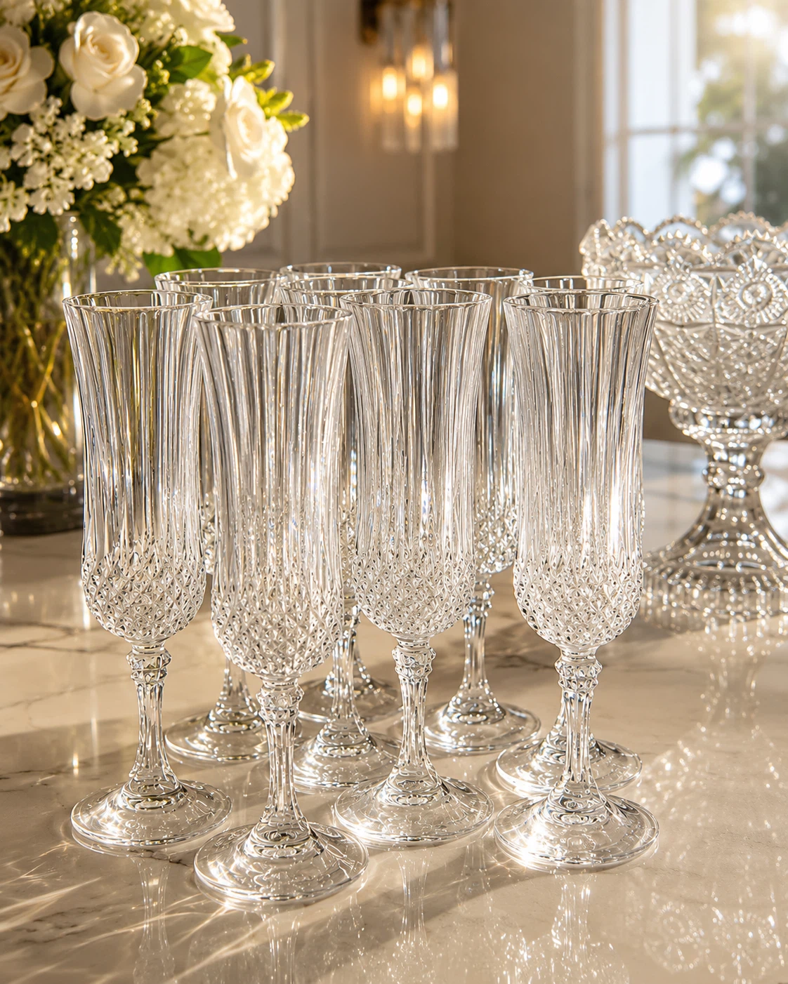. Set of 11 Crystal Champagne Flutes - photo 3
