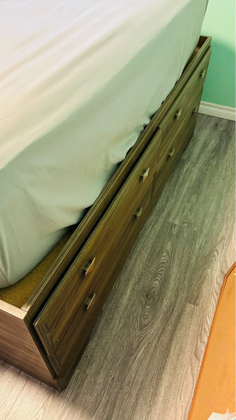 Wood Bed frame with storage drawer queen size - photo 5