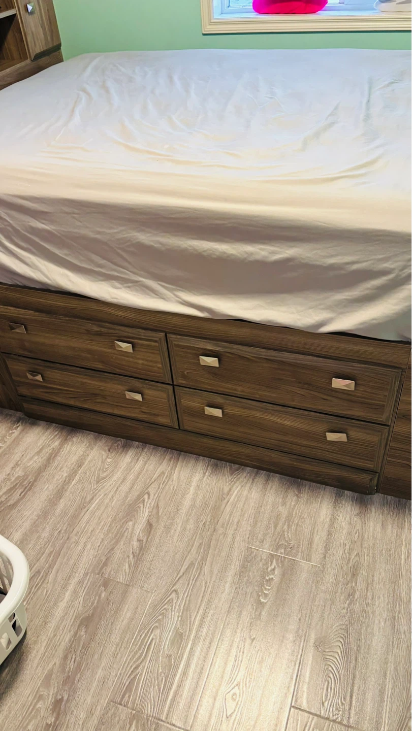 Wood Bed frame with storage drawer queen size - photo 2