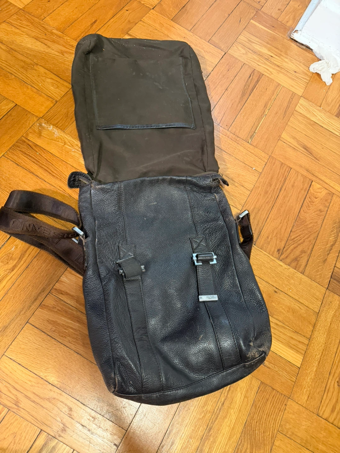 Dark brown Genuine Leather Messenger Bag - photo 3