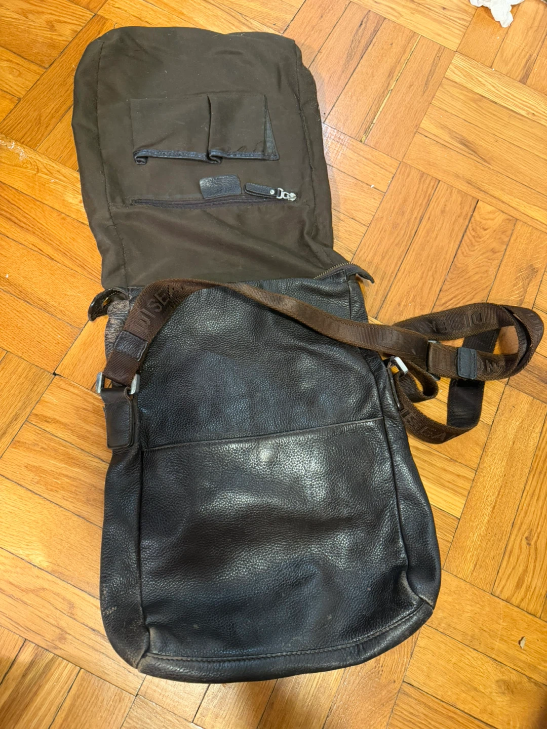 Dark brown Genuine Leather Messenger Bag - photo 4