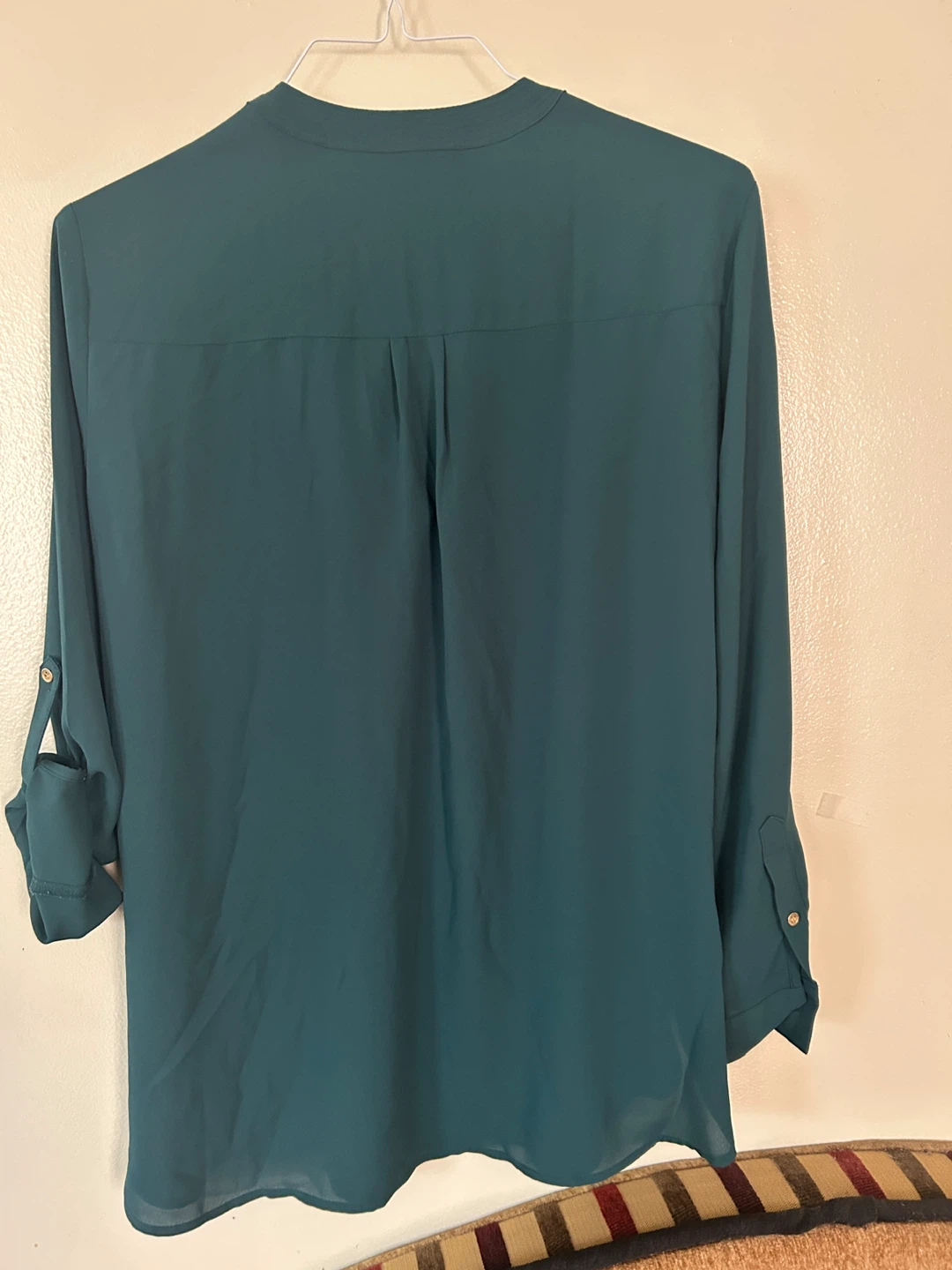 Lord & Taylor Teal V-Neck Blouse - Size Medium - photo 4