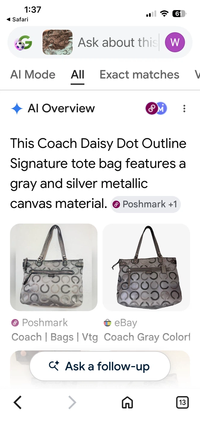 Coach Daisy Dot Outline Signature Tote Bag