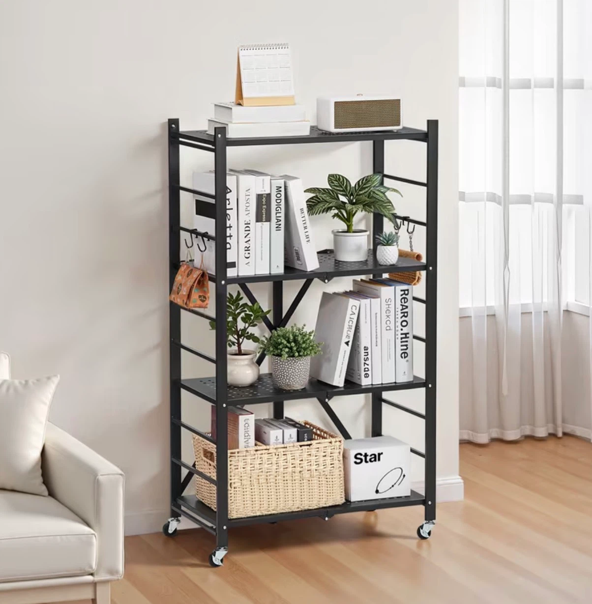 Black Folding 4-Tier Storage Shelf (BRAND NEW IN BOX) - photo 3