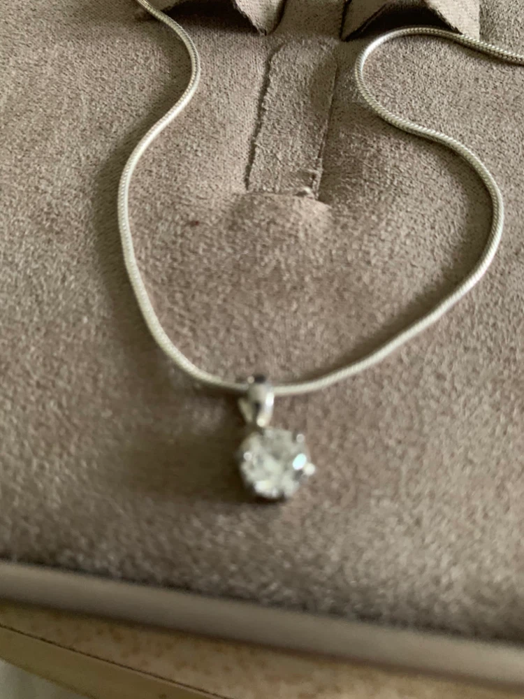 Sterling Silver Snake Chain Necklace with Solitaire Pendant