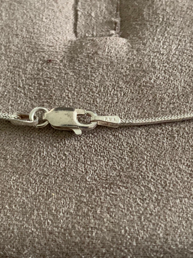 Sterling Silver Snake Chain Necklace with Solitaire Pendant - photo 4