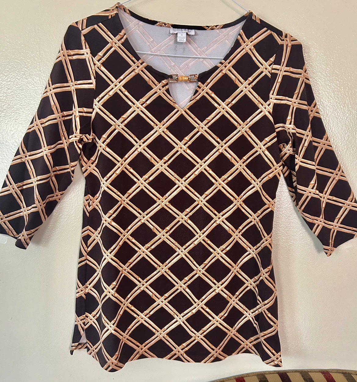 3/4 sleeves Bamboo Print Top