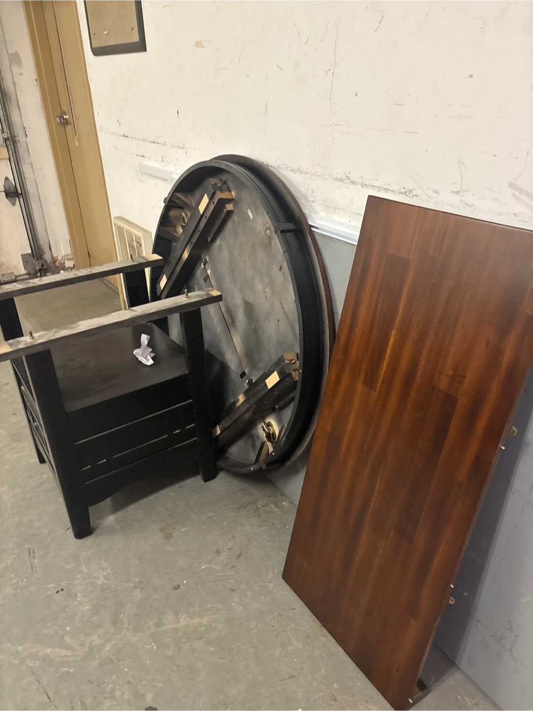 Round Drop Leaf Dining Table with Black Base - photo 2