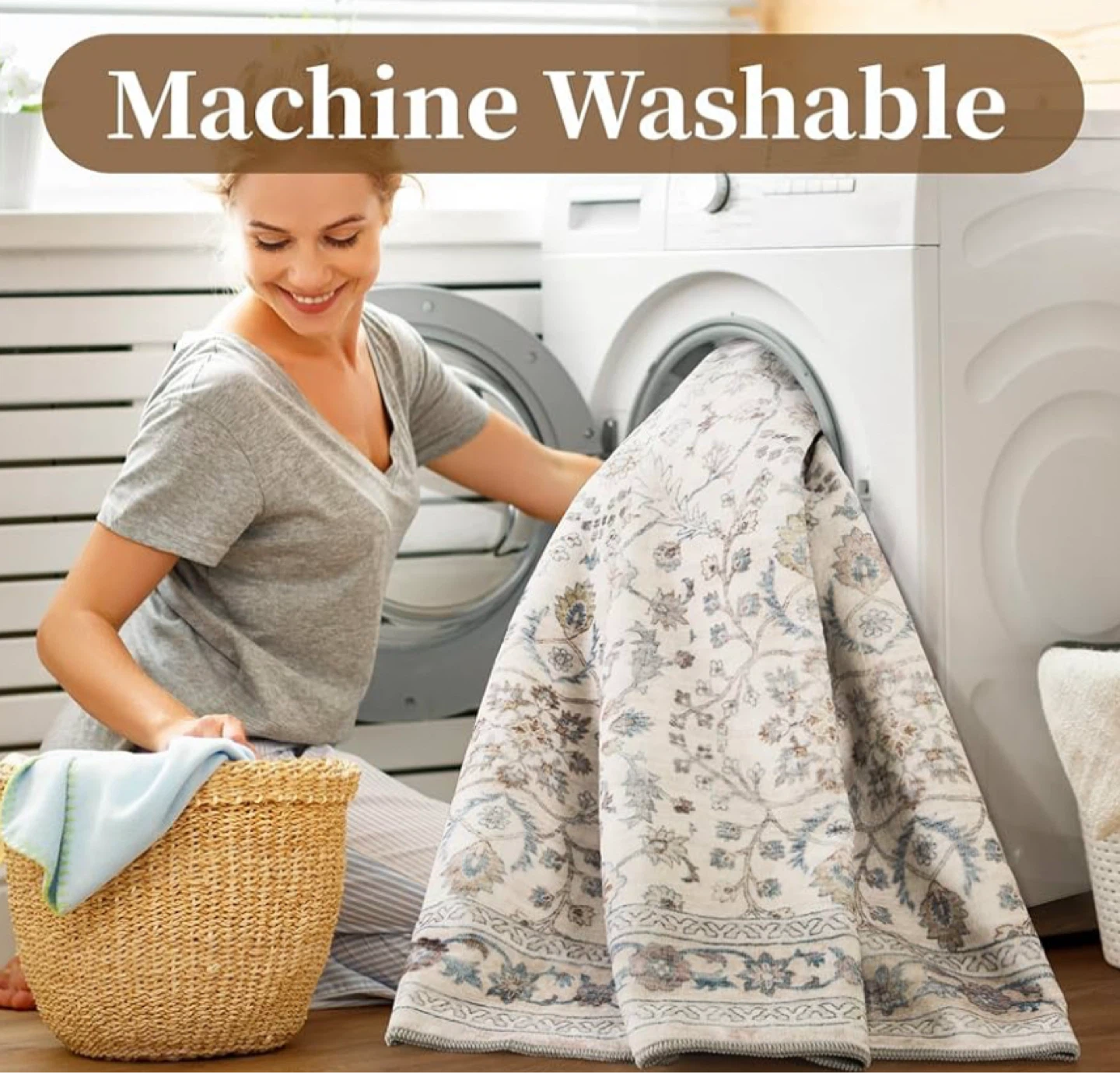 Vintage Area Rug - 3x5 Machine Washable - photo 4