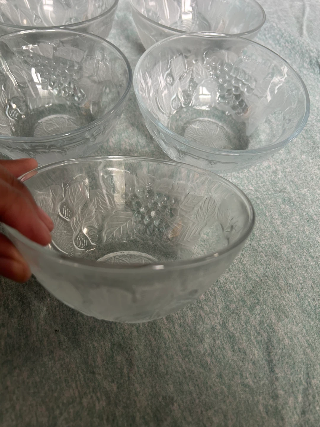 Frosted Glass Bowls with Embossed Fruit Design - photo 2