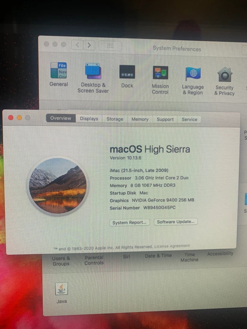 Apple iMac (21.5-inch, Late 2009) macOS High Sierra